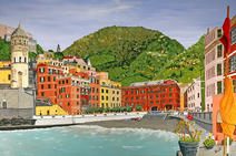 Vernazza Fishing Village, Italy - Acrylic on Wide Canvas (90 x 60 cms)