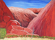 'Shades of Uluru' - Acrylic on board (70 x 55 cm) (framed).